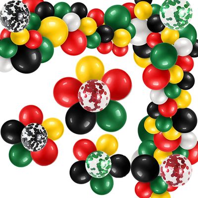 111 PCS Black Red Green and Yellow Balloon Garland Arch Kit for BHM Decorations Juneteenth Decorations African American Holiday Celebration Graduation Mexican Party Supplies