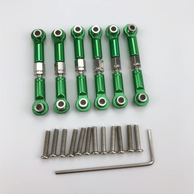 6Pcs Metal Tie Rod Steering Pull Rod Linkage Front/Rear Upgrade Fittings 18005 for WTY A979/A959/K929 1/18 RC Car Model - (Color: Green)