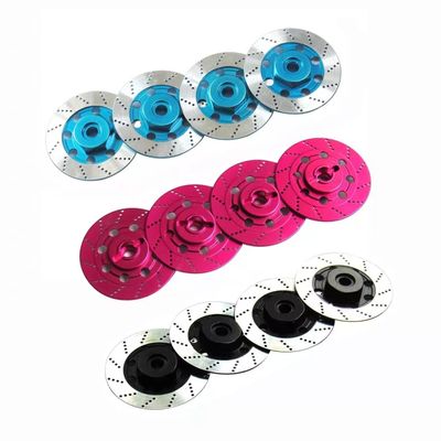 4pcs Rc universal 1/10 flat sports car simulation metal brake disc drift car racing car brake disc TT01/D3/D4/XI - (Color: Red)