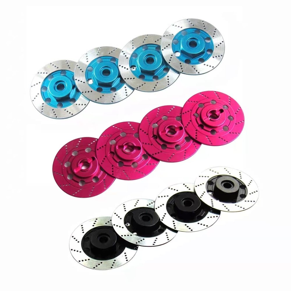 4pcs Rc universal 1/10 flat sports car simulation metal brake disc drift car racing car brake disc TT01/D3/D4/XI - (Color: Red)