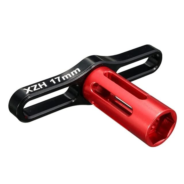 Venta Caliente XZH rueda tuercas hexagonales Llave de Manga 17mm herramientas de Metal RC coche 1/8 Negro y Rojo - (Color: Red)