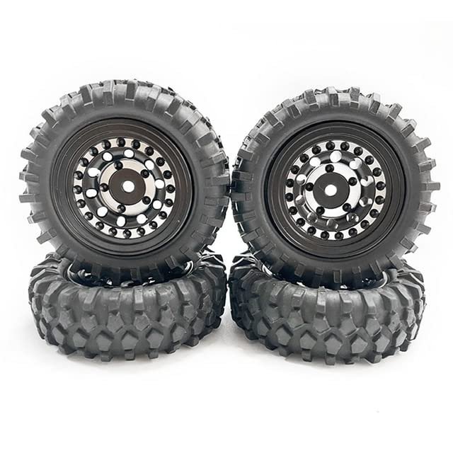 -55Mm 360G 1.3Inch Beadlock Wheel Tires with Brass Ring for 1/24 RC Crawler Car Axial SCX24 FMS FCX24 Enduro24 Upgrades - (Color: Black)