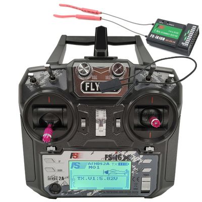 Alaohu FS-i6X 10 Channels RC Transmitter and Receiver FS-iA10B 2.4GHz Fly AFHDS2A Sky Radio Control System for FPV Drone Quadrotor, Fixed Wing, RC Car and Boat (Mode 2 Left-Hand Throttle) Black