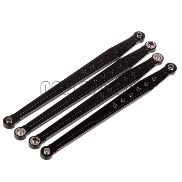 1:10 AX80043 4Pcs Aluminum Lower Suspension Link Rod Linkage for RC CAR Crawler 1/10 Axial Racing Scx10 Wrangler Upgrade Parts - (Color: Black)