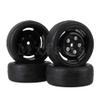 4X 4 Hole Black Wheel Rim&Shaved Head Tyre Replacement for RC1:10 On-Road Car view 1
