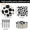 60pcs Cow Print Party Supplies - Cow Themed Tableware Set with 7" Paper Plates, Napkins & Forks for Kids Birthday Party (Serves 20) view 4
