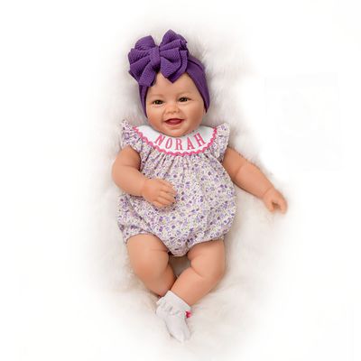 The Ashton-Drake Galleries Lifelike Reborn Norah Baby Doll, 17 inches, Handcrafted RealTouch Vinyl Collectible by Ping Lau, Purple Bow