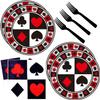 60Pcs Casino Party Supplies Poker Tableware Set 7"Poker Paper Plates and Casino Napkins Fork for Casino Night Poker Game Themed Poker Card Playing Club Heart Casino Birthday Party Decorations(Serve20) view 1