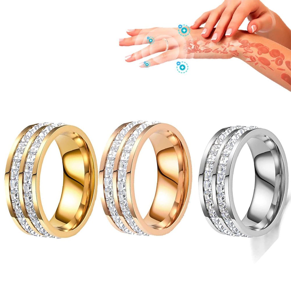 3/6PCS Slimplify Thermogenic Slim-ming Ring,Slimplify Slimming Ring, Vikanda Thermogenic Moissanite Spinner Ring, Zirconia Titanium Steel Full Star Ring, Relieve Stress Anxiety (B 3PCS,10)
