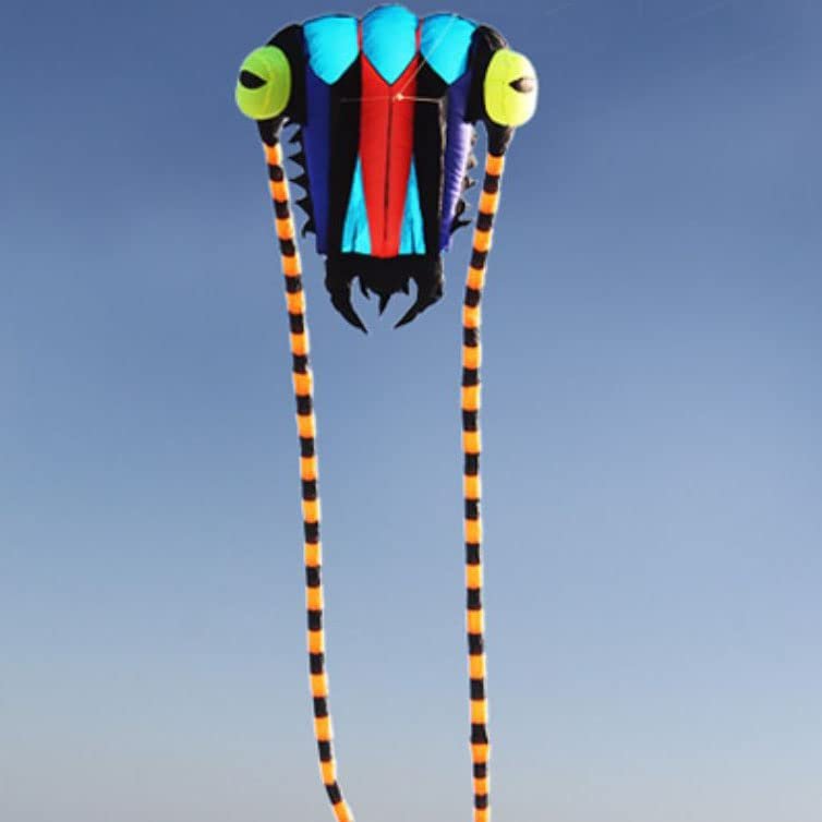 2 SQ.M. Blue Trilobite Kite for Adults Kids Solid Soft Inflatable Show Kites with Long Tails