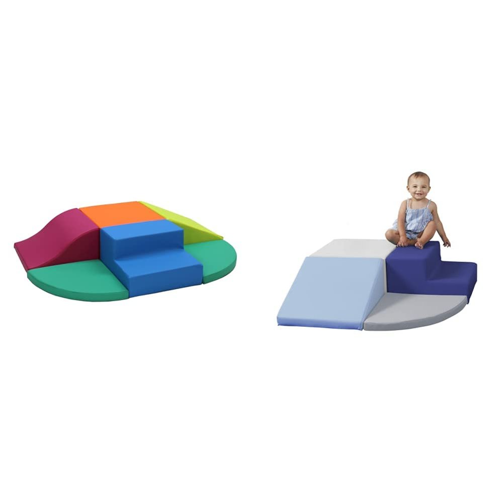 FDP SoftScape Playtime All Around Climber for Crawling Infants and Toddlers, Soft Foam Indoor Active Play with Steps and Slides & SoftScape Toddler Playtime Corner Climber