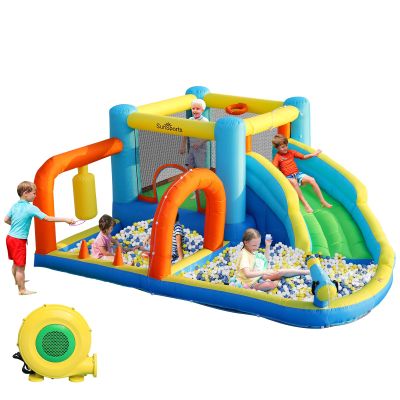 SunSports Inflatable Water Slide,Bounce House with Slide for Indoor Party,Bouncy Castle with for Kids Outdoor, Water Slides for Backyard,Inflatable Jumper Bounce House