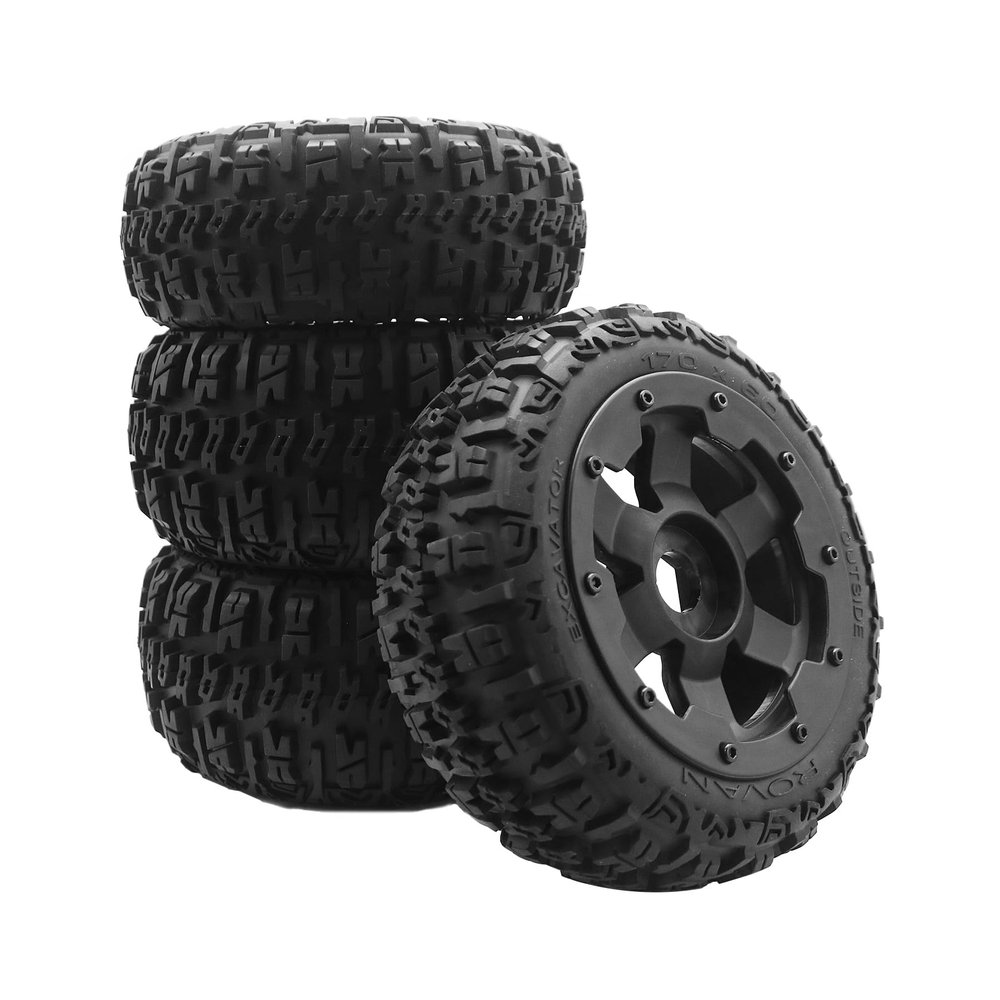 FLMLF Black Border Badlands Tire Front and Rear Wheel Kit 4pcs for 1/5 Hpi Baja 5b 5t 5sc 5FT Rc Car Part