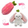 YOUBLEK Bunny Stuffed Animal,Strawberry Reversible Cuddle Bunny Plush Doll with Zipper Cute Soft Rabbit Toys Pillow for Kids and Adults Easter Bunnies Plushies Gifts (Strawberry, 9.84 inches) view 1