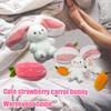 YOUBLEK Bunny Stuffed Animal,Strawberry Reversible Cuddle Bunny Plush Doll with Zipper Cute Soft Rabbit Toys Pillow for Kids and Adults Easter Bunnies Plushies Gifts (Strawberry, 9.84 inches) view 4