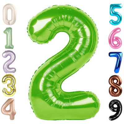 2 Numbers Balloon 40 Inch Light Green Two Balloon Number Birthday Decor, 2nd 12 21st Party Celebration Decorations Graduations Wedding Baby Shower