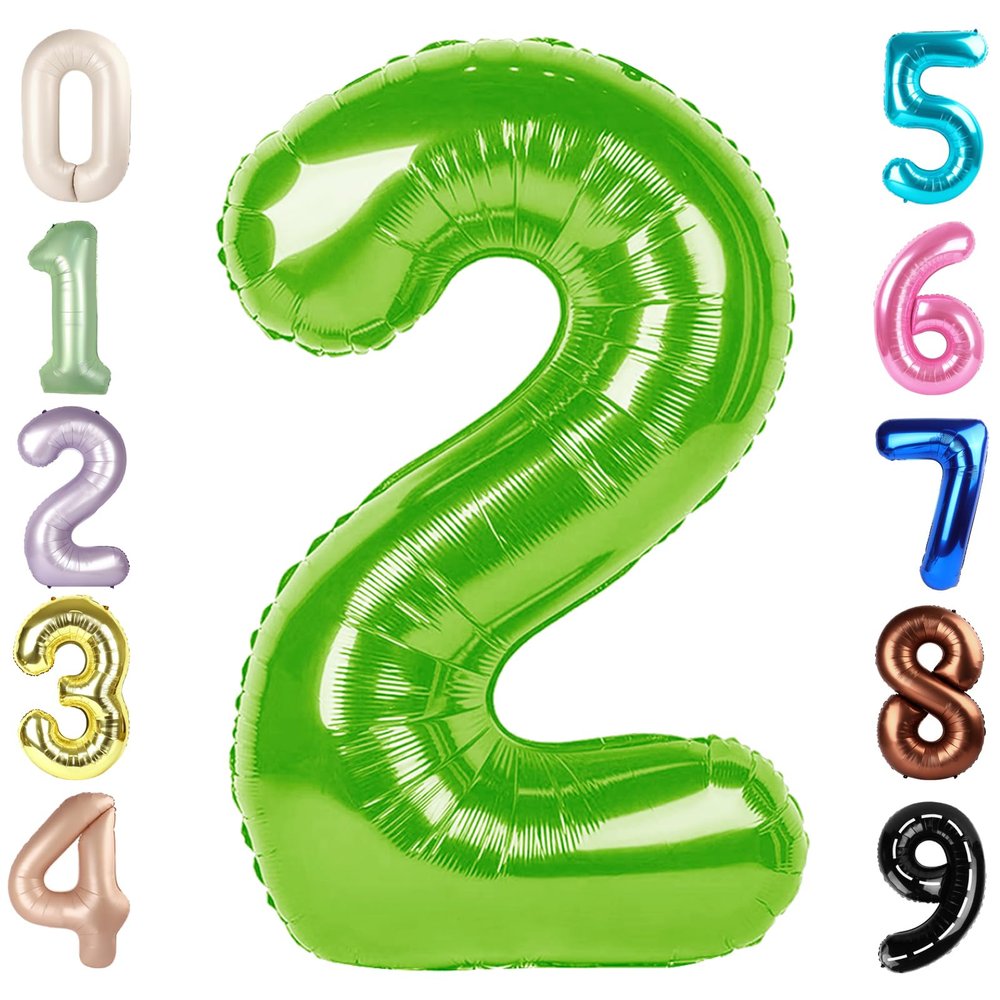 2 Numbers Balloon 40 Inch Light Green Two Balloon Number Birthday Decor, 2nd 12 21st Party Celebration Decorations Graduations Wedding Baby Shower