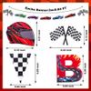 Set of 5 Race Car Party Banners Happy Birthday Paper String Banners Car Theme Garlands Banner Checkered Flag Pennants for Birthday Party Supplies Photo Props Wall Decor view 2