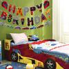 Set of 5 Race Car Party Banners Happy Birthday Paper String Banners Car Theme Garlands Banner Checkered Flag Pennants for Birthday Party Supplies Photo Props Wall Decor view 4