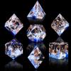 AUSTOR 7-Die DND Dice Set Sharp Edge Resin Dice Handmade Polyhedral Dice for Dungeons and Dragons RPG MTG Table GamesWave Blue view 3