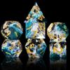 AUSTOR 7-Die DND Dice Set Handmade Sharp Edge Polyhedral Dice for Dungeons and Dragons RPG MTG Table GamesWave Green view 2