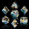 AUSTOR 7-Die DND Dice Set Handmade Sharp Edge Polyhedral Dice for Dungeons and Dragons RPG MTG Table GamesWave Green view 3