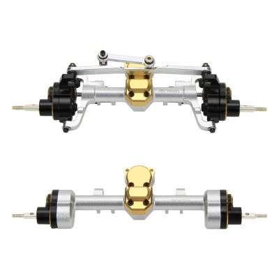 RCAWD SCX24 Portal Axles CNC Machined Aluminum Front and Rear Portal Axle Housing w/Steel Gears&Brass Worm Gears&Brass Hex for Axial Scx24 1-24 RC Crawlers Parts (Silver)