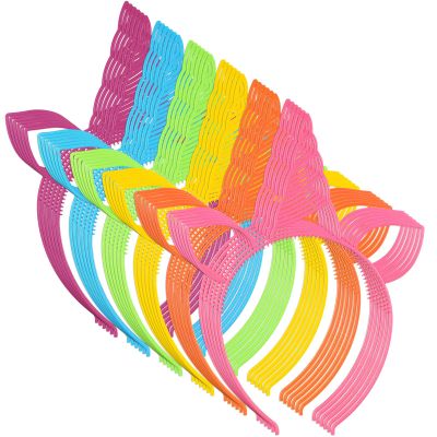 meekoo 60 Pcs Halloween Unicorn Headband Bulk Unicorn Birthday Plastic Headband for Party Accessories