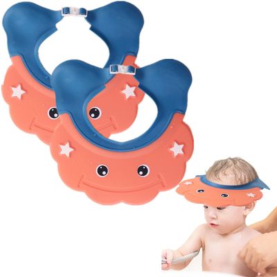 2 PCS Kids Shower Shampoo Caps Adjustable Silicone Visor Shield Hat Prevent Water Into Eyes Ears Bathing Hat Toddler Rinser Hat Bath Shower Protector Soft Cute Visor Cap Waterproof Shampoo Bath Cap