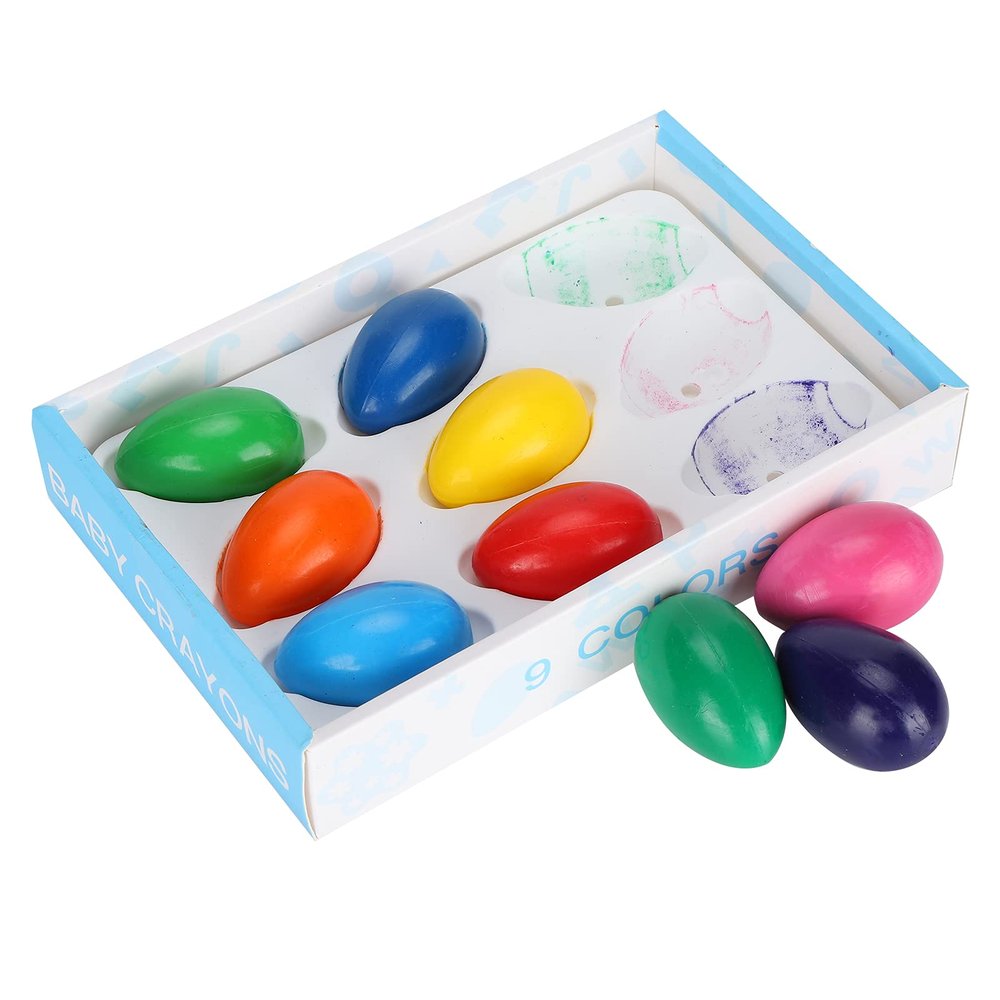 Egg Crayons for Toddlers, 9pcs Palm Grip Baby Crayons