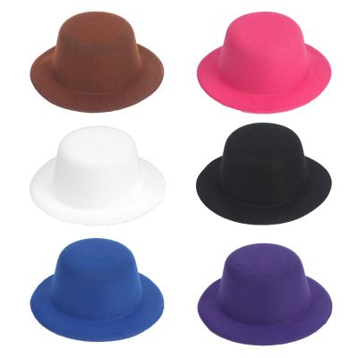 ASUNFO 6 Pcs Mini Top Hat Mini Party Hats Felt Colorful for Crafts Hair Accessories Christmas Hat 5.1"