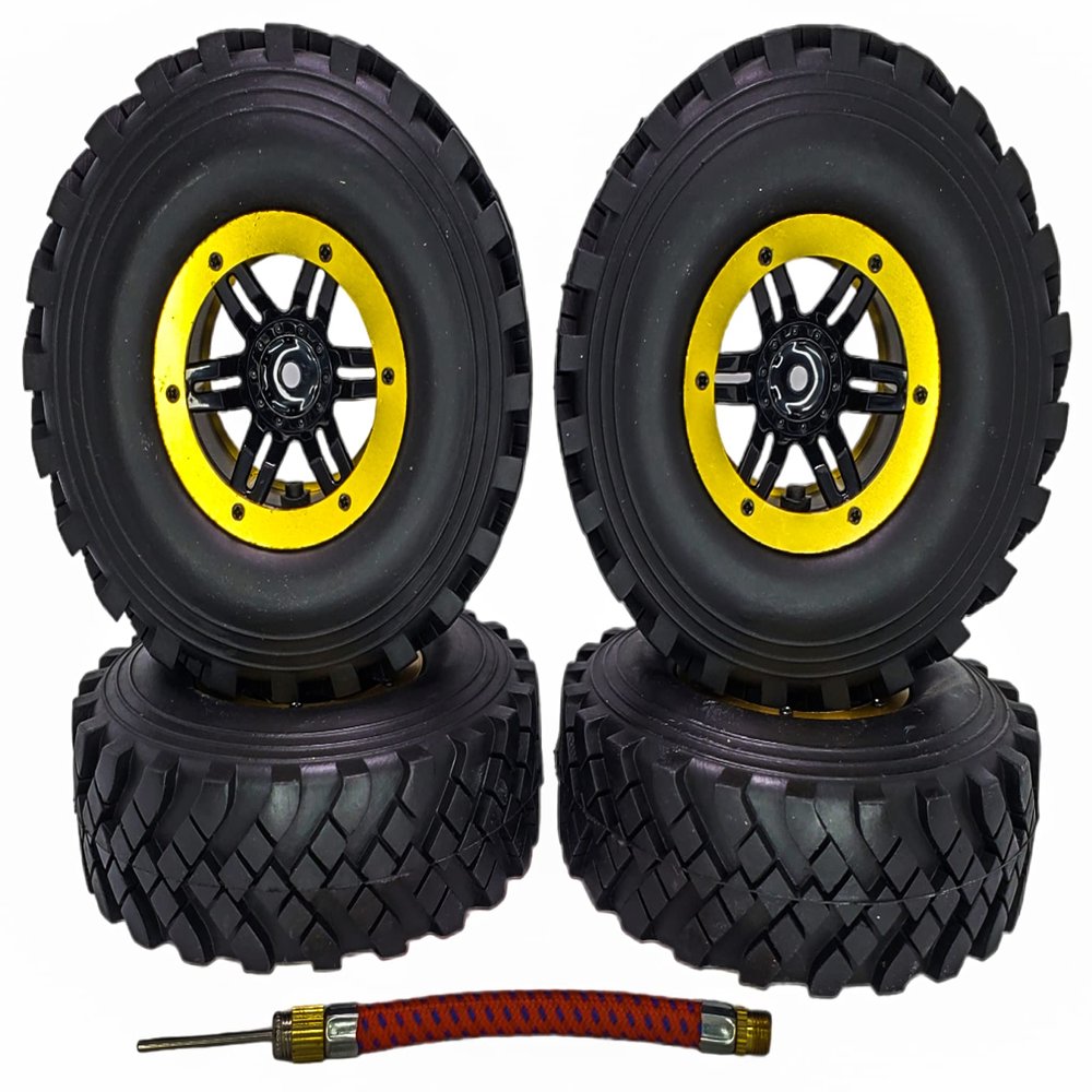 NHX RC P4 2.2" Air Tall Crawler Tires w/Beadlock Wheel (4) for TRX-4 SCX10 -Black/Yellow