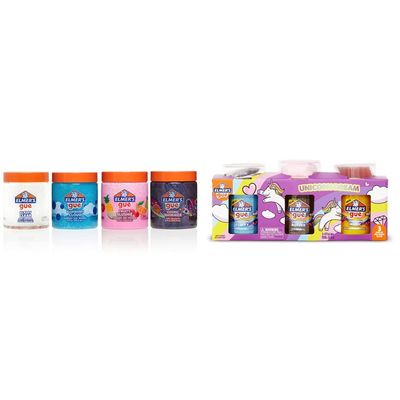 Elmer's GUE Premade Slime Variety Pack - Clear & Unicorn Dream Kit With Fun, Unique Add-Ins, 3 Count