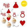 24 PCS Bride to Be Cupcake Toppers Glitter Love Heart Ring Cupcake Picks Dress Bridal Shower Cake Decorations for Wedding Engagement Bachelorette Theme Party Supplies Red view 3