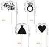 24 PCS Bride to Be Cupcake Toppers Glitter Love Heart Ring Dress Bridal Shower Cupcake Picks for Wedding Engagement Bachelorette Party Cake Decorations Supplies Black view 2