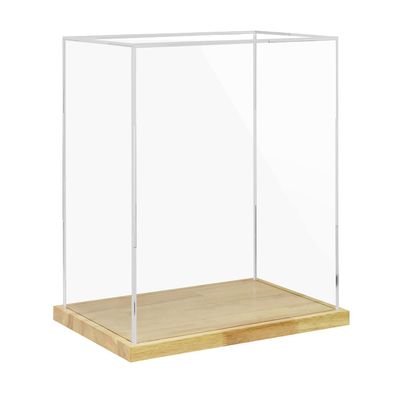 Clear Acrylic Display Case with Solid Wood Base for Trophy, Collectibles, Assemble Cube Display Box Stand Dust Proof Protection Showcase for Action Figures Toys - by BenchPro