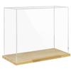 Clear Acrylic Display Case with Solid Butcherblock Base for Trophy, Collectibles, Assemble Cube Display Box Stand Dust Proof Protection Showcase for Action Figures Toys - by BenchPro view 1