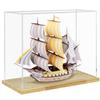 Clear Acrylic Display Case with Solid Butcherblock Base for Trophy, Collectibles, Assemble Cube Display Box Stand Dust Proof Protection Showcase for Action Figures Toys - by BenchPro view 4