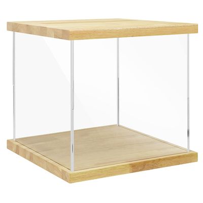 BenchPro Clear Acrylic Display Case for Trophy, Collectibles, Assemble Cube Display Box Stand Dust Proof Protection Showcase for Action Figures Toys. (1" Thick Wood, 15" H x 15" L x 15" D)