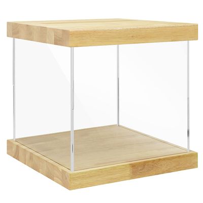 BenchPro Clear Acrylic Display Case for Trophy, Collectibles, Assemble Cube Display Box Stand Dust Proof Protection Showcase for Action Figures Toys. (1.75" Thick Wood, 15" H x 15" L x 15" D)