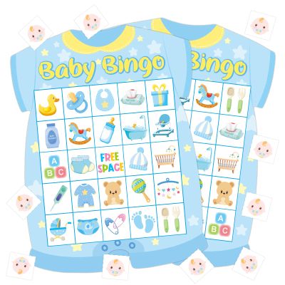 ADELULU Baby Shower Bingo Cards - 24 Guests Blue Newborn Bingo for Baby Shower Party Supplies