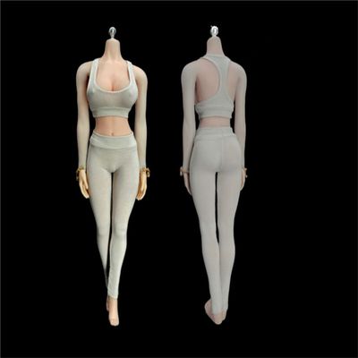 1/6 Scale Female Clothes,Stretch Vest Pants Clothes Sports Tank Top Pantyhose Costume Outfit Clothing for 12inch PH TBL JO Female Action Figure Body (Gray)
