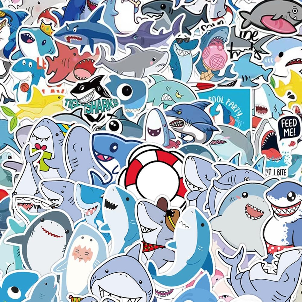 150 Pcs Cute Shark Stickers for Kids Toddlers Water Bottle Car Party Bags Resin Wall Phone Case Scrapbook Poster Vinyl Stickers Dcor
