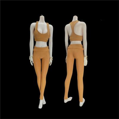 1/6 Scale Female Clothes,Stretch Vest Pants Clothes Sports Tank Top Pantyhose Costume Outfit Clothing for 12inch PH TBL JO Female Action Figure Body (Yellow)