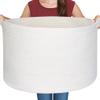 MEGASKET White Cotton Rope Storage Basket, 22" X 22" X 14" Extra Large Blanket Storage Living Room, XL Soft Toy Bin for Organizing, Woven Baby Laundry Basket with Handle, White Wicker Hamper Nursery view 1