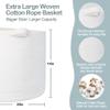 MEGASKET White Cotton Rope Storage Basket, 22" X 22" X 14" Extra Large Blanket Storage Living Room, XL Soft Toy Bin for Organizing, Woven Baby Laundry Basket with Handle, White Wicker Hamper Nursery view 2
