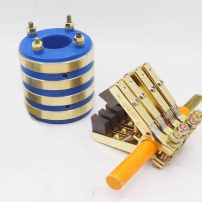 4 Ways,Generator Collector Ring,Bus Rings,Motor Collecting Ring, 4 Conductive Copper Slip Ring + Carbon Brush (Inner Diameter 50mm)