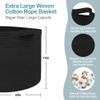 MEGASKET Large Black Blanket Basket, 22" X 22" X 14" Woven Rope Bin for Storage, Kids Dog Toy Storage Box Organizer Bins, Blanket Holder for Living Room, Decorative Wicker Basket for Organizing view 2