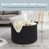 MEGASKET Large Black Blanket Basket, 22" X 22" X 14" Woven Rope Bin for Storage, Kids Dog Toy Storage Box Organizer Bins, Blanket Holder for Living Room, Decorative Wicker Basket for Organizing view 3
