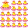 Sotiff Mini Rubber Ducks Bulk for Kids Children Cute Yellow Duck Toy for Dashboard of Car Ornaments with Sunglasses Swim Ring Mini Hat Necklace for Birthday Party Gift(24 Sets,Sweet) view 1